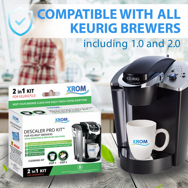 Professional Descaling Kit 2 in 1 Compatible With All K-Cup Keurig 2.0 Brewers
