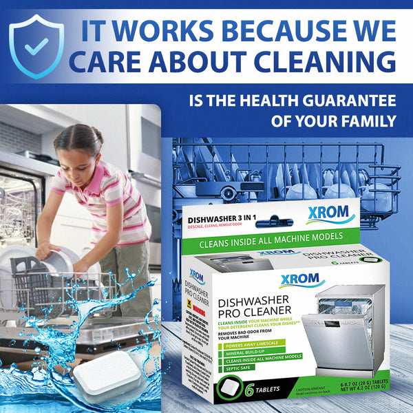 Dishwashers Descaling and Cleaning Maintenance Tablets for All Brands, Natural Powerful Formula 3 in 1