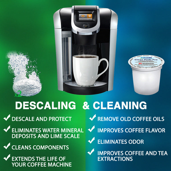 Professional Descaling Kit 2 in 1 Compatible With All K-Cup Keurig 2.0 Brewers