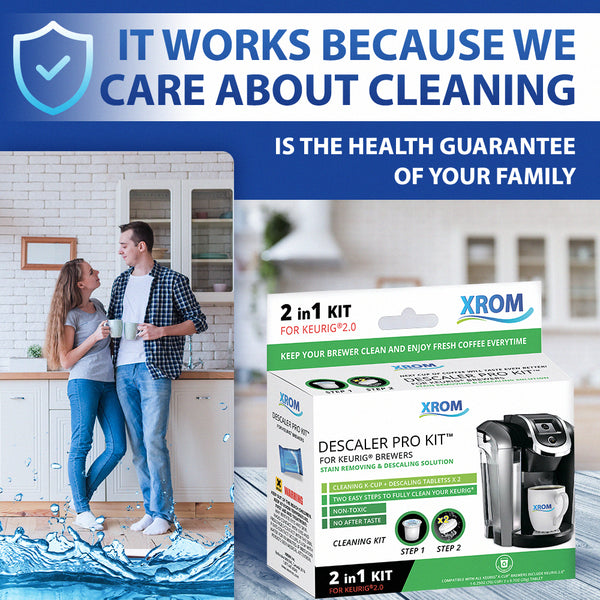 Professional Descaling Kit 2 in 1 Compatible With All K-Cup Keurig 2.0 Brewers