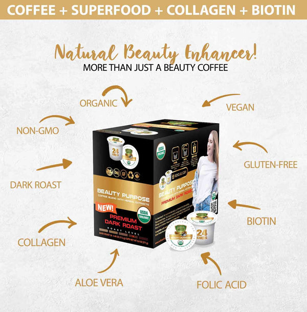 Sollo Dark Roast Beauty Purpose Infused Coffee Pods For Keurig - weight loss coffee