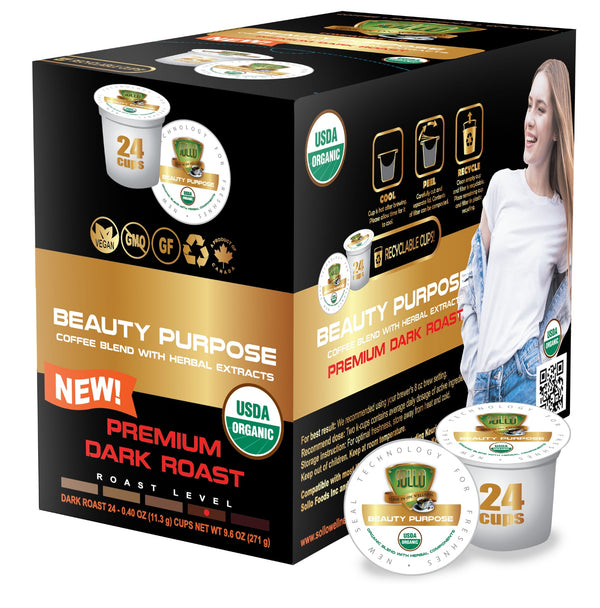 Sollo Dark Roast Beauty Purpose Infused Coffee Pods For Keurig - weight loss coffee