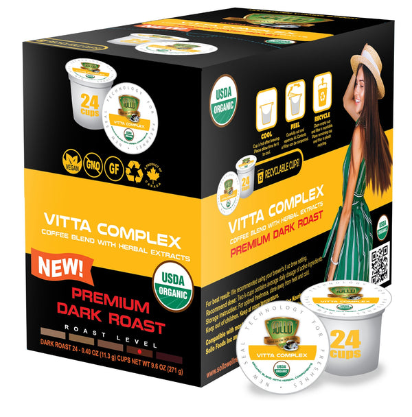 Sollo Dark Roast Vitta Complex Infused Coffee Pods For Keurig - weight loss coffee