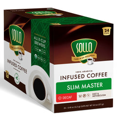 SOLLO Slim Decaf Coffee Pods, Diet Support & Weight Loss with Garcinia, GCBE and Vitamins, Bold Medium Dark Roast, Single Serve Pod, Keurig K-Cup Brewers, 24 Ct