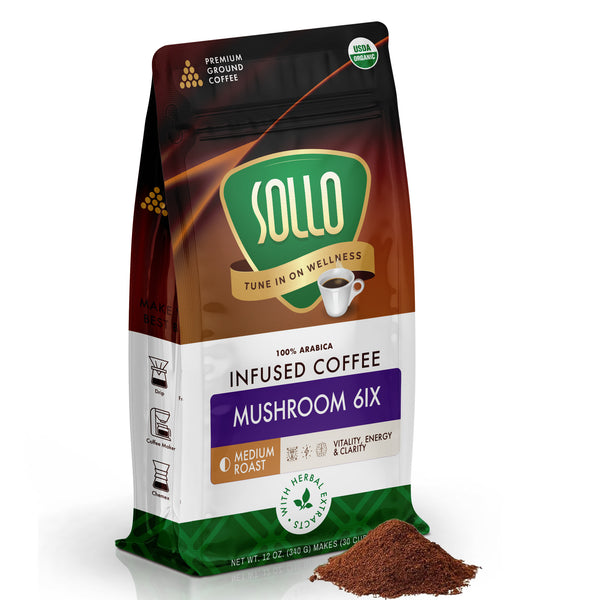 Mushroom 6IX Ground Coffee, 12 oz