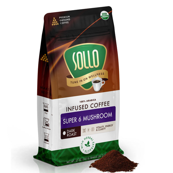 Super 6 Mushroom, Ground Coffee, 12 oz