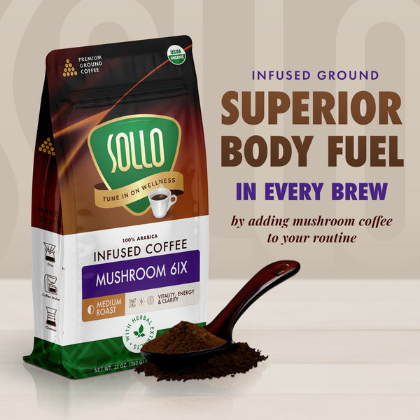 Mushroom 6IX Ground Coffee, 12 oz
