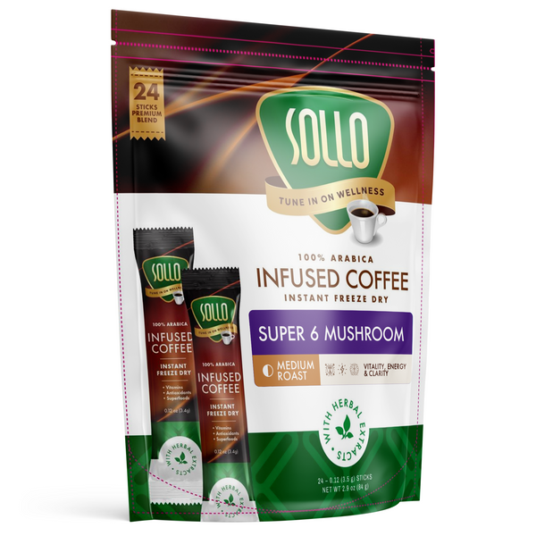 Infused Super 6 Mushrooms Instant Coffee Sticks, 24 ct