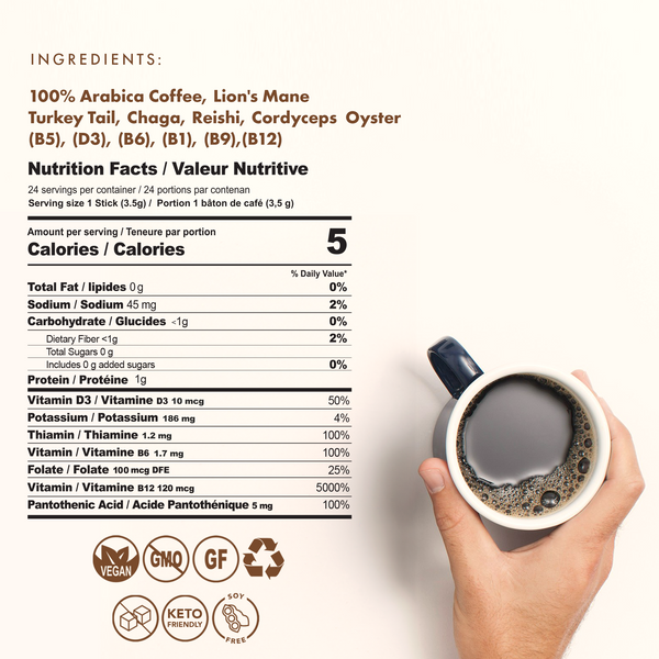 Infused Magic Mushrooms Instant Coffee Sticks, 24 ct