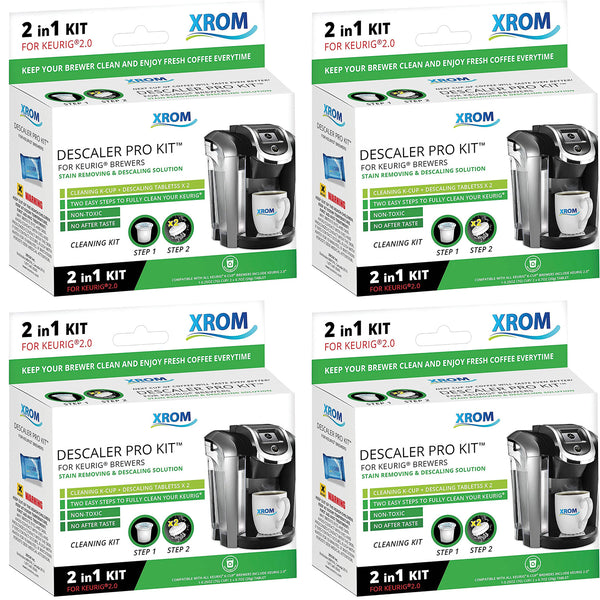 Professional Descaling Kit 2 in 1 Compatible With All K-Cup Keurig 2.0 Brewers