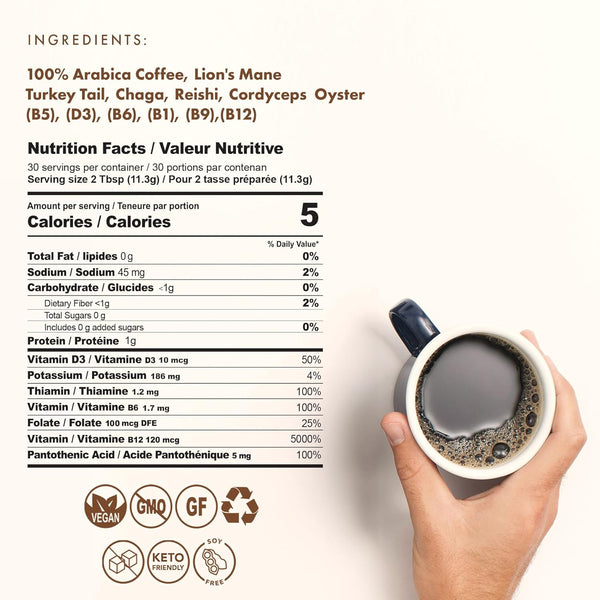 Super 6 Mushroom, Ground Coffee, 12 oz