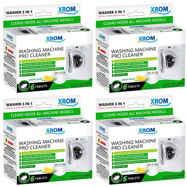 Washers Descaling and Cleaning Maintenance Tablets for All Brands, Natural Powerful Formula 3 in 1 (Pack of 4)