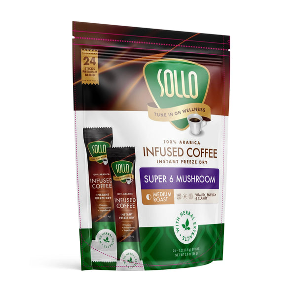 Super 6 Mushroom, Instant Coffee Sticks, 24 ct