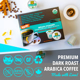Brain Power Organic Dark Roast Coffee Pods with MCT, Acai & Vitamins B1, B5, B6, B9, B12, D3 Nootropic Brain Booster