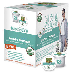 Brain Power Organic Coffee Pods with MCT, Acai & Vitamins B1, B5, B6, B9, B12, D3 Nootropic Brain Booster