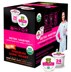 Detox Dark Roast Organic Coffee Pods, For Keurig - Boosts Metabolism & Weight Loss, 8hr Slimming And Cleaning